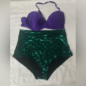 Vibrant Purple and Green Mermaid Bikini Set